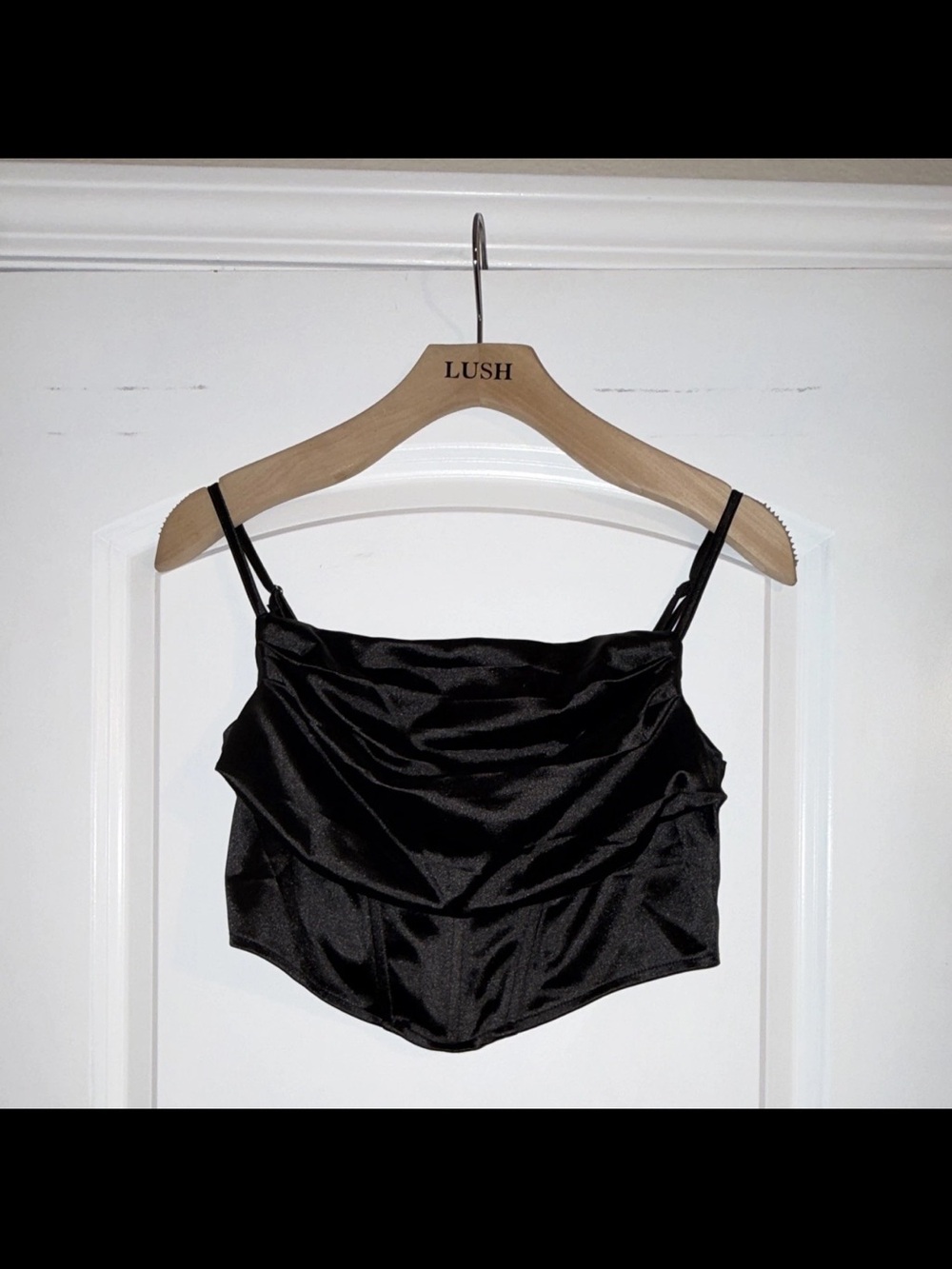 Triple 7 Black Satin Cowl Neck Camisole
